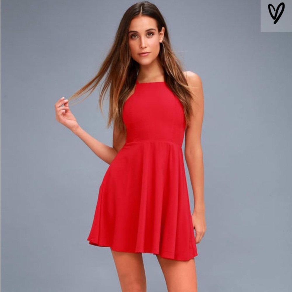 Red Lulu’s skater dress